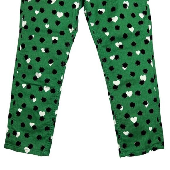 Anthropologie Maeve The Cigarette Slim Jeans High Rise SIZE 31 Green Heart Stars - Picture 7 of 9